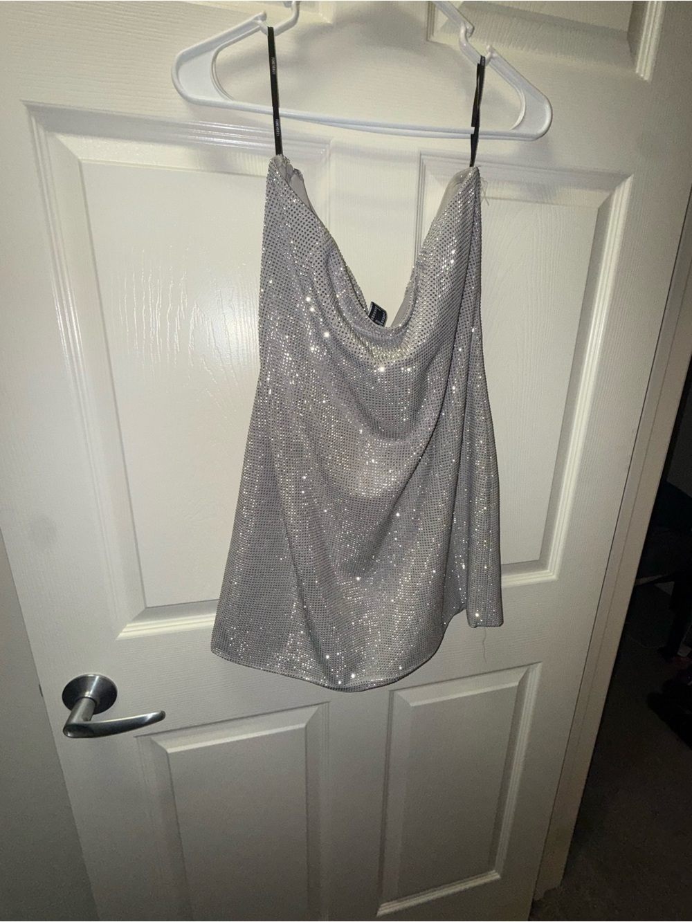 Forever 21 Silver Sequin Cowl Neck Camisole
